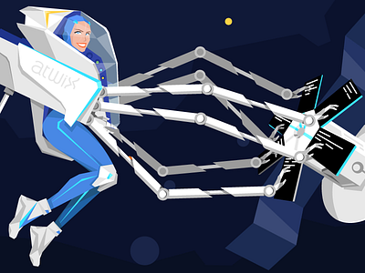 Atwix Blog Illustration 2 blog character e commerce ecommerce flat illustration magento sci fi space