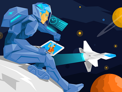 Atwix Blog Illustration 2 blog character e commerce ecommerce flat illustration magento sci fi space