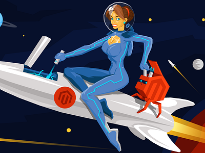 Atwix Blog Illustration 2 blog character e commerce ecommerce flat illustration magento sci fi space