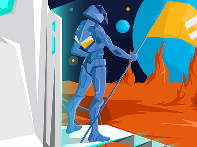 Atwix Blog Illustration 2 blog character e commerce ecommerce flat illustration magento sci fi space