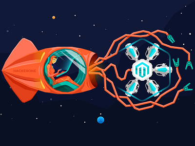 Atwix Blog Illustration 2 blog character e commerce ecommerce flat illustration magento sci fi space