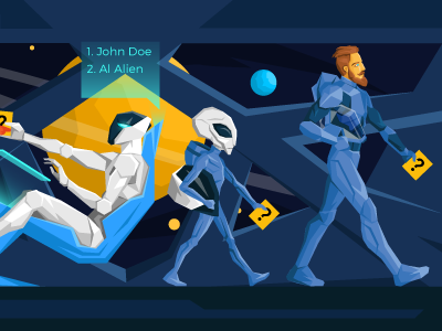 Atwix Blog Illustration 2 blog character e commerce ecommerce flat illustration magento sci fi space