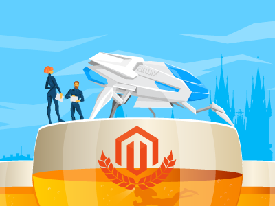 Atwix Blog Illustration 2 blog character e commerce ecommerce flat illustration magento sci fi space