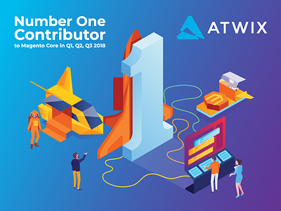 Number One Contributor To Magento Core Code 1 atwix austronaut character e commerce ecommerce illustration isometria isometric magento one space spaceship