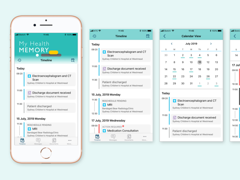 My Health Memory timeline healthcare app ios mobile app design ui ux