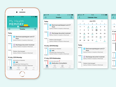 My Health Memory timeline healthcare app ios mobile app design ui ux