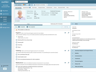 Summary Care screen with Task List