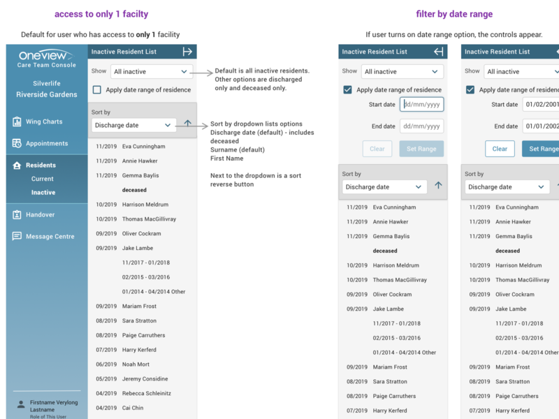 Inactive Residents Navigation senior living ui ux