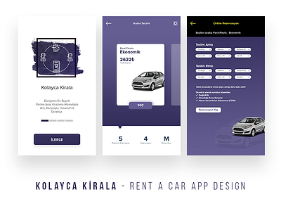 Kolayca Kirala App Design car design design rent a car ui