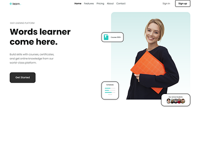 E Learning landing page hero section Ui