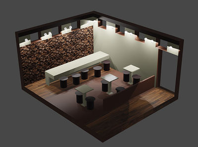 Simple Coffee Bar Layout 3d 3d art blender design isometric isometric art