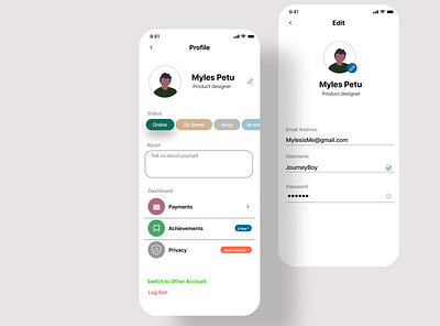 User Profile aesthetic dailyui mobile ui user profile