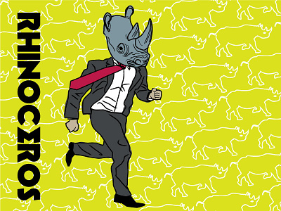 Illustration | Rhinoceros adobe illustrator design digital drawing drawing flat design illustator illustration political satire poster art rhinoceros theatre play typography vector