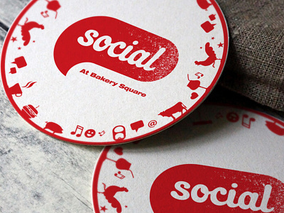 Social Coasters actual size branding coaster identity illustration logo pittsburgh restaurant script social type wordmark