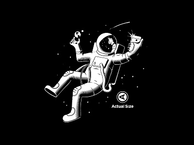 Outerspace actual size astronaut earth illustration outer space pittsburgh planets space space suit stars tshirt