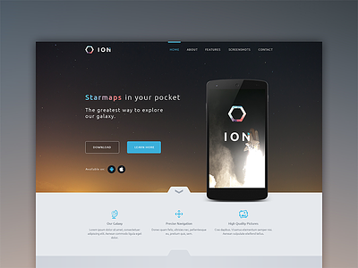 ION app landing page landingpage one page onepage promotion smartphone webdesign website