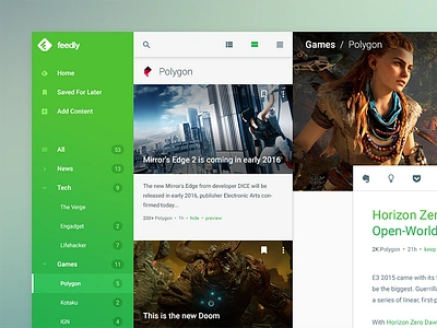 feedly Redesign Concept feed feedly material design redesign rss rss reader rss reader