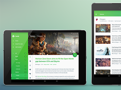 feedly Redesign Concept @ Nexus 9 android feed feedly material design mobile redesign rss rss reader rss reader