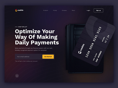 Cashio - Payment System bank concept credit card design financial hero money payment paymentsystem ui uiux wallet web website