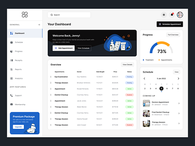 Health Tracking - Dashboard app appointment clean dashboard design doctor health schedule tracking ui uiux ux