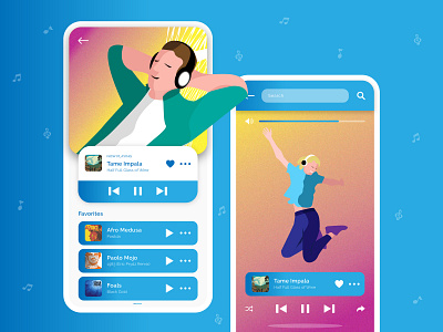 Music Player App android app apple application illustration music ui uiux ux vector