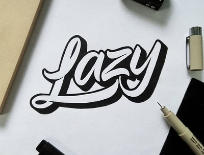 LAZY 3d 60s 70s branding brushlettering calligraphy classic design graphic design handlettering lettering logo logodesign logotype typefont typography vintage