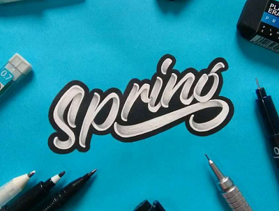 ‘ SPRING LETTERING ‘ branding classic design graphic design handlettering handmade lettering logo typography