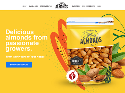 Eat Almonds hero navigation website
