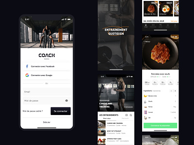 Coach - Coaching mobile app application coaching connexion french ios iphonex nutrition sport user interface work