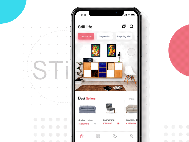Still life | Furniture App app branding business clean deleivery furniture icons interface iphone red ui ux