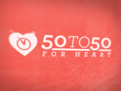 50 To 50 For Heart Logo 50 to 50 for heart heart heart health logo logo design nick hammond nick hammond design nickhammonddesign.com