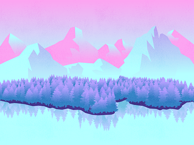 Cotton Candy Mountains art colors cool colors creative design for fun gradients illustration illustrator landscape mountains texture trees