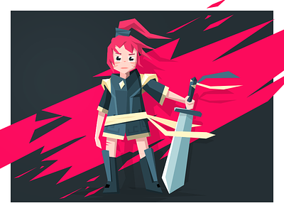 Female warrior character character design female game girl illustrator minimal sword tough warrior