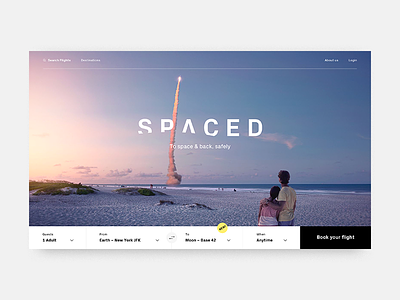 SPACED booking branding homepage space spaced spacedchallenge spacex travel webdesign