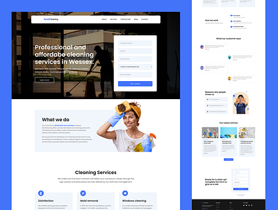 SanitCleaning - Cleaning Service Landing page blue cleaning landingpage service template ui webdesign webflow