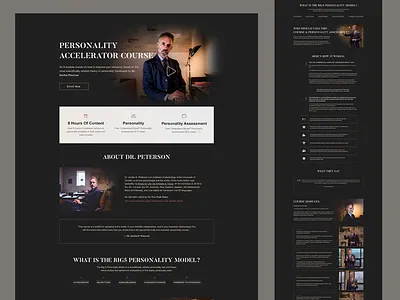 Jordan B. Peterson - Landing Page (personality course) branding clean course dark design landingpage minimal onepage personality psychology serif ui web webdesign webflow