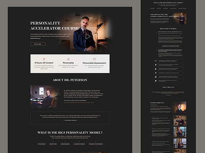 Jordan B. Peterson - Landing Page (personality course) branding clean course dark design landingpage minimal onepage personality psychology serif ui web webdesign webflow