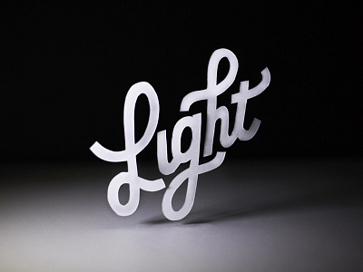 Light 3d black and white custom hand drawn type letter lettering light photography script typography