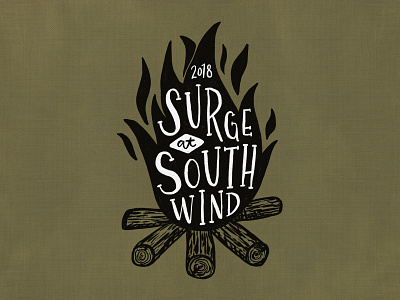 Surge at Southwind | Logo bonfire camp camping hand lettering illustration logo
