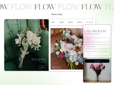 landing page for flower shop brand identiity design figma flower shop flowers graphic design green illustrator landing page minimalism rose shop ui user interface web web design web design concept webdesign