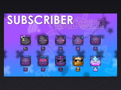 Twitch Badges - AlyCat affinity designer badge branding broadcast cat kitty streaming twitch vtuber
