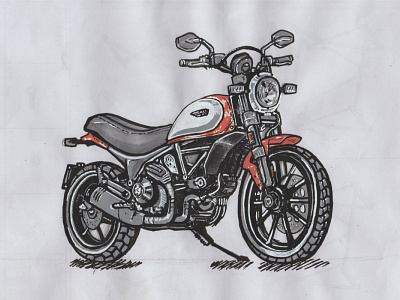 Ducati Scrambler desenho design drawing graphic design illustration posca