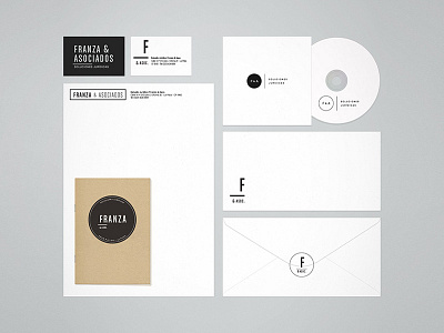 Franza & Asociados - Branding blackwhite brand branding simple stationary type typography