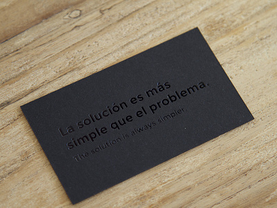 The solution is always simpler. black brand business cards cards emboss marca stationery tarjetas