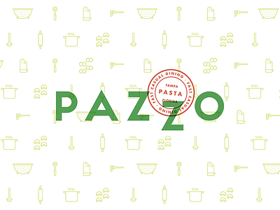 Pazzo Pasta brand design diseño flat logo pattern simple typography