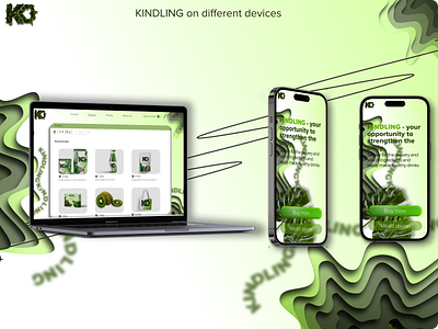 KINDLING on different devices app branding design figma graphic design logo ui vector