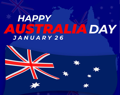 Happy Australia day 26 annual australia blue celebrating day design flag graphic design holiday illustration january map stars