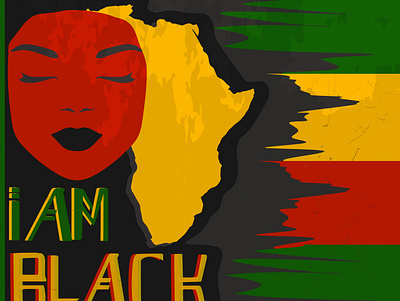 I am back history month african american african map african woman annual black celebrating colorful design graphic design green holiday illustration logo red social media template yellow