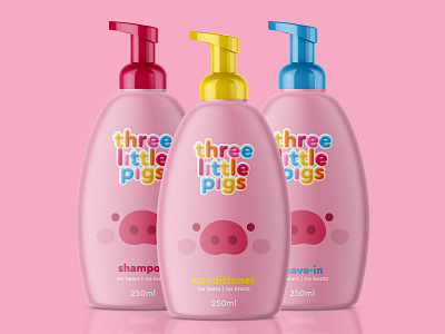 Three Little Pigs Children’s cosmetics. brand branding color design illustration logo packaging packaging design vector