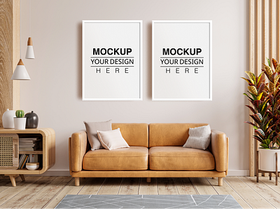 Two Wall Art Mockup branding design graphic design illustration interior mockup logo photo mockup poster frame mockup ui vector